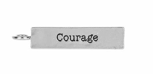 Silver, 3-sided token with the word Courage etched in black Silver, 3-sided token with the word Courage etched in black