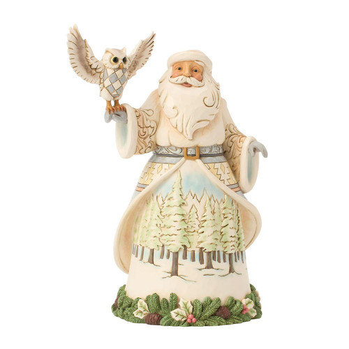 Santa's Woodland Messenger 6017171 | Jim Shore™ White Woodland Collection