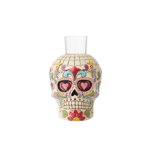 Jim Shore Día de los Muertos (Day of the Dead) Skull Candleholder Figurine 6012756
