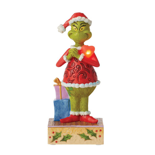 LED Light-Up Grinch with Big Heart Figurine 6010782 | Jim Shore™ The Grinch™ Collection