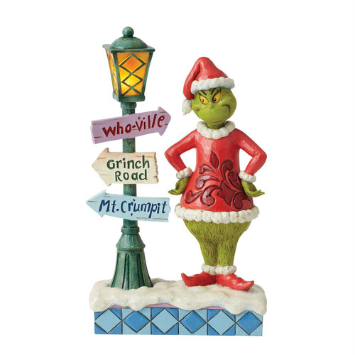 LED Light-Up Grinch by Lamppost Figurine 6012699 | Jim Shore™ The Grinch™ Collection