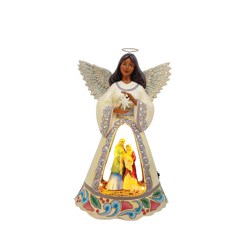 Jim Shore LED Light-Up Angel with Nativity Scene Tablepiece 6015502