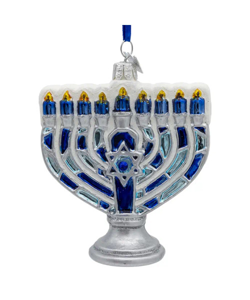 Noble Gems™ Glass Menorah Ornament NB1881 Noble Gems™ Glass Menorah Ornament NB1881