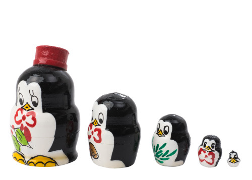 5pc. Mini Penguin Matryoshka Nesting Doll 350691M 5pc. Mini Penguin Matryoshka Nesting Doll 350691M