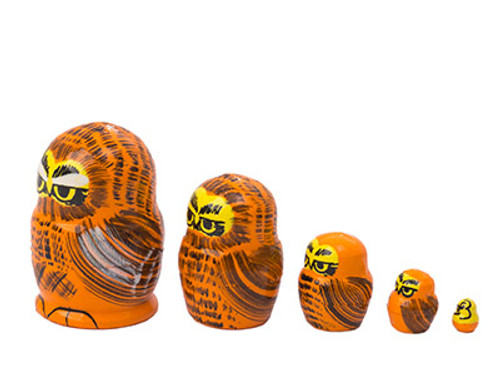 5pc. Orange Owl Matryoshka Nesting Doll 050691M 5pc. Orange Owl Matryoshka Nesting Doll 050691M