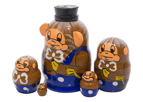 5pc. Mini Monkey Matryoshka Nesting Doll Set 150691M 5pc. Mini Monkey Matryoshka Nesting Doll Set 150691M