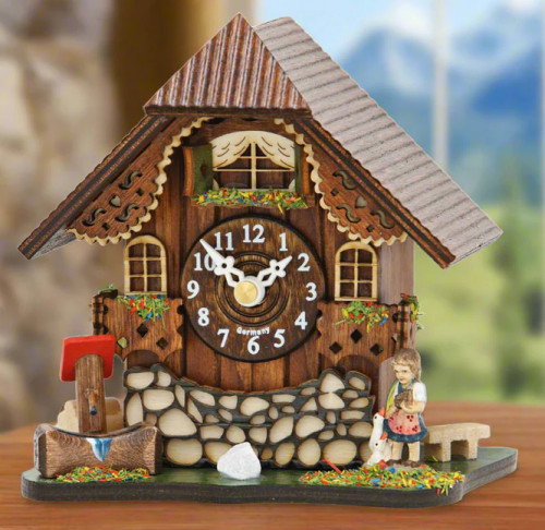 Decorative view of the Frieda Musical Chalet German Novelty Tabletop Cuckoo Clock Decorative view of the Frieda Musical Chalet German Novelty Tabletop Cuckoo Clock