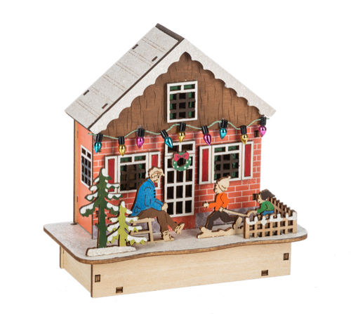 Side view of the Family Christmas Scene Centerpiece with the light off Side view of the Family Christmas Scene Centerpiece with the light off