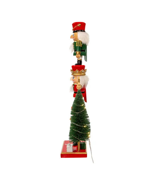 Side view of the LED Light-Up 3 Tier Nutcracker with Christmas Tree C5961