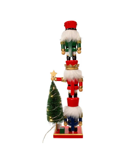 Back view of the LED Light-Up 3 Tier Nutcracker with Christmas Tree C5961