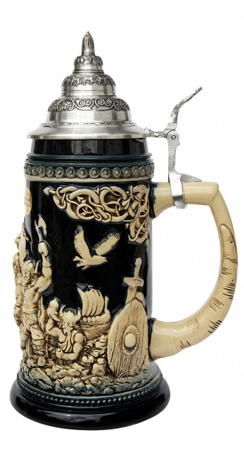 Side view of the LIMITED-EDITION Leif Erikson Viking Warship German Beer Stein