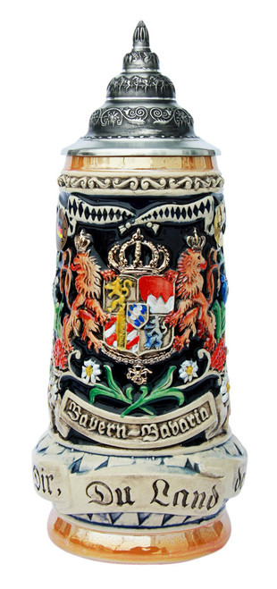 24K Gold Land of Bayern-Bavaria German Beer Stein 393/S 24K Gold Land of Bayern-Bavaria German Beer Stein 393/S