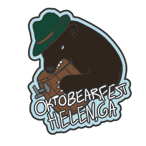 OktoBEARfest Bavarian Bear with Keg Enamel Hat Lapel Pin OktoBEARfest Bavarian Bear with Keg Enamel Hat Lapel Pin