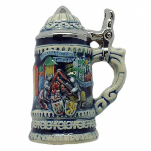 Deutschland-Germany Jousting Knights Blue Ceramic Stein Magnet 508MM