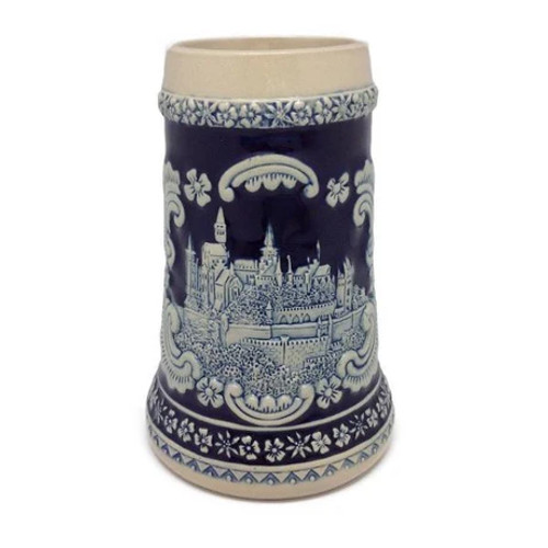 Bavarian Castle with Edelweiss Flowers German Blue/White Beer Mug M4114S