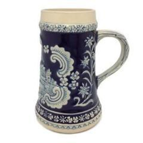 Bavarian Castle with Edelweiss Flowers German Blue/White Beer Mug M4114S
