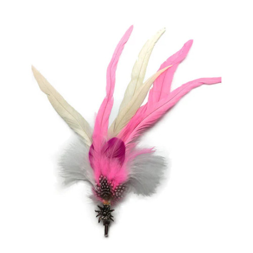 Edelweiss Pink & White Deluxe Collectible Feather Lapel Hat Pin Edelweiss Pink & White Deluxe Collectible Feather Lapel Hat Pin