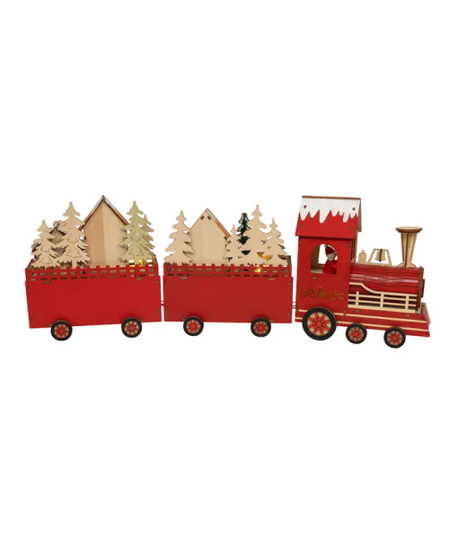Handcrafted Kurt Adler illuminated holiday table décor featuring Santa and Christmas train