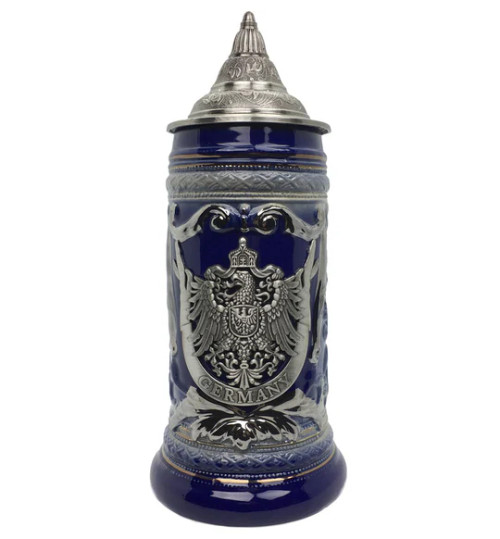 Germany Medieval Imperial Eagle Blue Beer Stein, 0.6L 337S