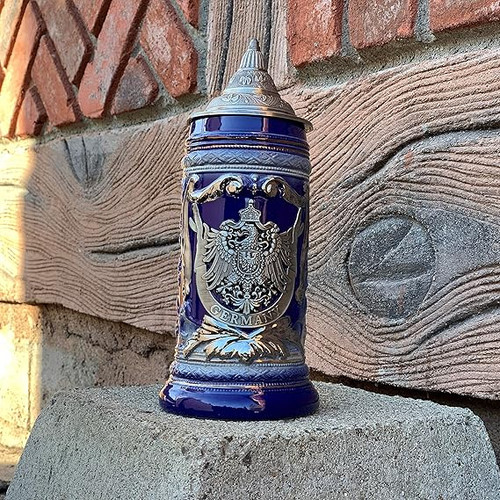 Germany Medieval Imperial Eagle Blue Beer Stein, 0.6L 337S