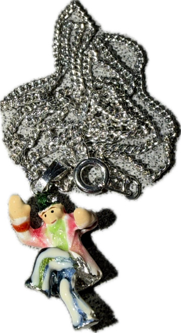 Mad Hatter Enameled Pewter with Austrian Crystals Trinket Box with Necklace