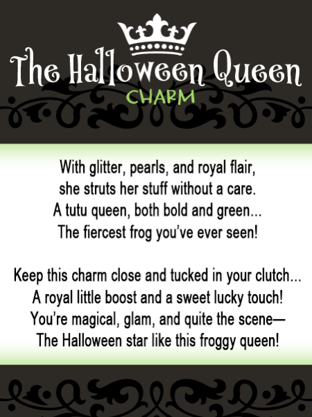 The Halloween Queen Frog Poem Card