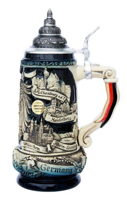 Deutschland Eagle Crest Panorama German Cities Limited-Edition German Beer Stein 393/D/ble