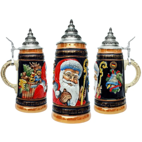 Silent Night Old-World Santa 24K Gold Limited-Edition German Beer Stein 04