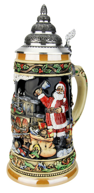 Santa Train 24K Gold Limited-Edition German Beer Stein 04/2 GB