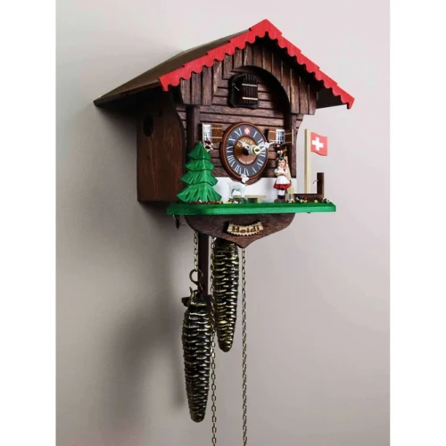 Heidi and the Baby Goat 1-Day Chalet Swiss Cuckoo Clock 2596