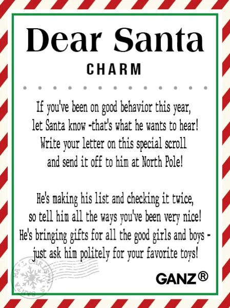 Dear Santa Pocket Charm Poem Card