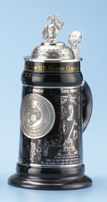 History of the U.S. Marine Corps Stein with 3D Pewter EGA, 0.5L