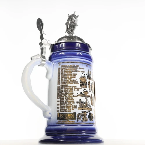 History of the U.S. Navy with USN Wheel Lid Limited-Edition German Beer Stein