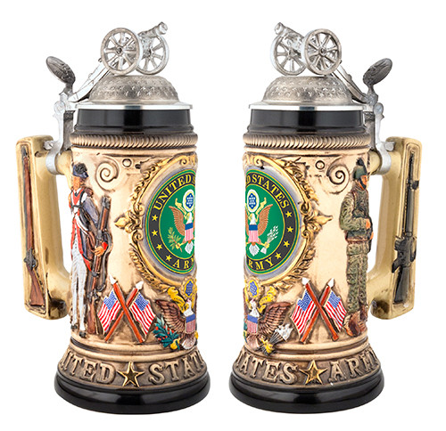 U.S. Army Beer Stein with Pewter Cannon Lid 6486