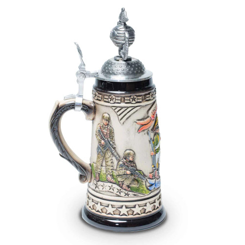 U.S. Marine Corps Beer Stein with 3D EGA Emblem Pewter Lid 6487 U.S. Marine Corps Beer Stein with 3D EGA Emblem Pewter Lid 6487