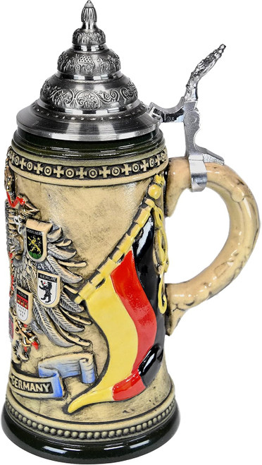 24K Gold Deutschland-Germany Monarchy Eagle German Beer Stein (rustic finish) by KING WERK 1004/RU 24K Gold Deutschland-Germany Monarchy Eagle German Beer Stein (rustic finish) by KING WERK 1004/RU