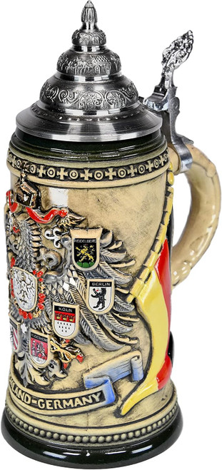 24K Gold Deutschland-Germany Monarchy Eagle German Beer Stein (rustic finish) by KING WERK 1004/RU 24K Gold Deutschland-Germany Monarchy Eagle German Beer Stein (rustic finish) by KING WERK 1004/RU