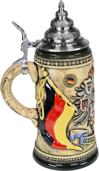 24K Gold Deutschland-Germany Monarchy Eagle German Beer Stein (rustic finish) by KING WERK 1004/RU 24K Gold Deutschland-Germany Monarchy Eagle German Beer Stein (rustic finish) by KING WERK 1004/RU