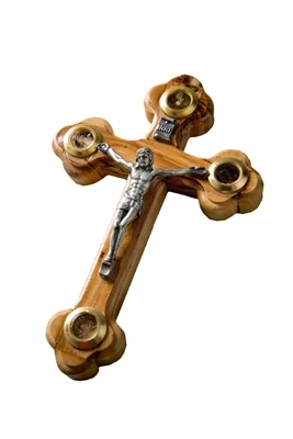 Orthodox Olivewood Crucifix with Glass Window | Made in Israel - Bethlehem CC08