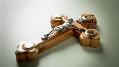 Orthodox Olivewood Crucifix with Glass Window