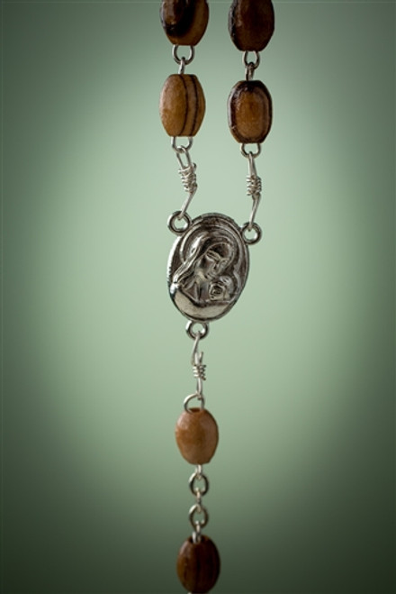 Olivewood Rosary with Water from Jordan River and Earth from Bethlehem