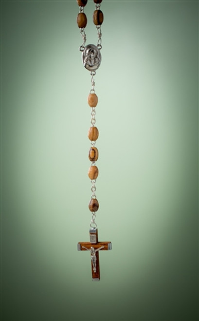 Olivewood Rosary with Water from Jordan River and Earth from Bethlehem