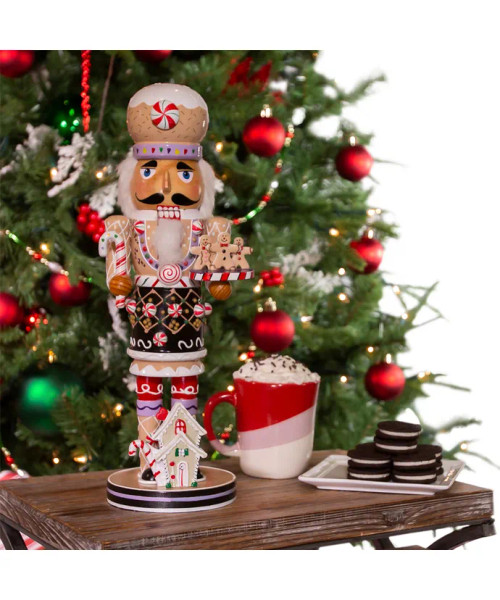 Part of the Kurt S. Adler's Nutcracker Collection || This 16-inch Wooden Chocolate Gingerbread Nutcracker is a delightful and festive addition to your holiday decor! || Wooden Chocolate Gingerbread Nutcracker with Peppermints, 16" C1027 Part of the Kurt S. Adler's Nutcracker Collection || This 16-inch Wooden Chocolate Gingerbread Nutcracker is a delightful and festive addition to your holiday decor! || Wooden Chocolate Gingerbread Nutcracker with Peppermints, 16" C1027