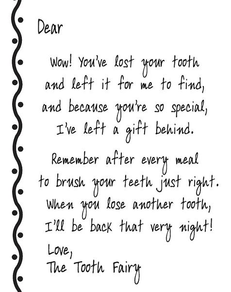 Each order comes with 1 customizable note card for the Tooth Fairy