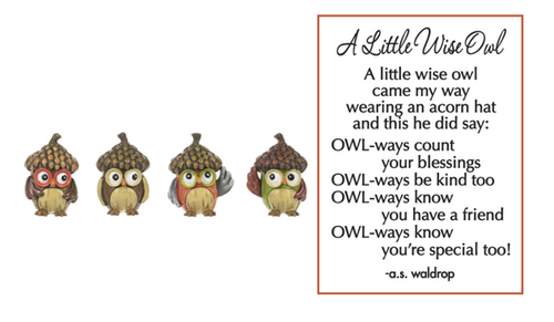 Inspirational Charms ON SALE! || These owl charms are full of big advice to help guide you to a happy life. It's the perfect pocket-sized keepsake for yourself or a gift for someone special! || A Little Wise Owl Motivational Charm ER51272 || Lindenhaus Imports in Helen, Ga