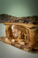Hand-Carved Olivewood from Israel ON SALE | Open Log Grotto with Nativity Scene, 3" | Lindenhaus Imports in Helen, Ga