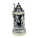 Thewalt 1893 'Fridolin the Drunken Son' Beer Stein T1341/EZ | Thewalt 1893 Collection | Features shield and cherubs with musical instruments on both sides | Thewalt 1893 Collection | 'Fridolin the Drunken Son' Stein, 0.75L | Lindenhaus Imports in Helen, Ga