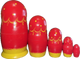 Handcrafted Matryoshka Stackable Nesting Dolls ON SALE! | BACK: 5 red wooden dolls with hand-painted strawberries | Seasons Collection | Summer Matryoshka, 6" LIND-61 | Lindenhaus Imports in Helen, Ga