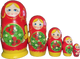 Handcrafted Matryoshka Stackable Nesting Dolls ON SALE! | FRONT: 5 red wooden dolls with hand-painted strawberries | Seasons Collection | Summer Matryoshka, 6" LIND-61 | Lindenhaus Imports in Helen, Ga