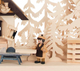 Authentic German Pyramids ON SALE! | Features: 3 handcrafted nutcrackers, 2 woodshop workers, 3D trees and decorative rocking horses throughout, tiny handcarved tools, and LED fairy lights | The Nutcracker Workshop, 11" 202/CA/90544/D/7-110 | Handmade in the Erzgebirge region of Seiffen, Germany | Lindenhaus Imports in Helen, Ga